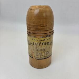 Waterman’s Ideal Ink Wooden Screw-Top Bottle Case New York Antique Writing Ink